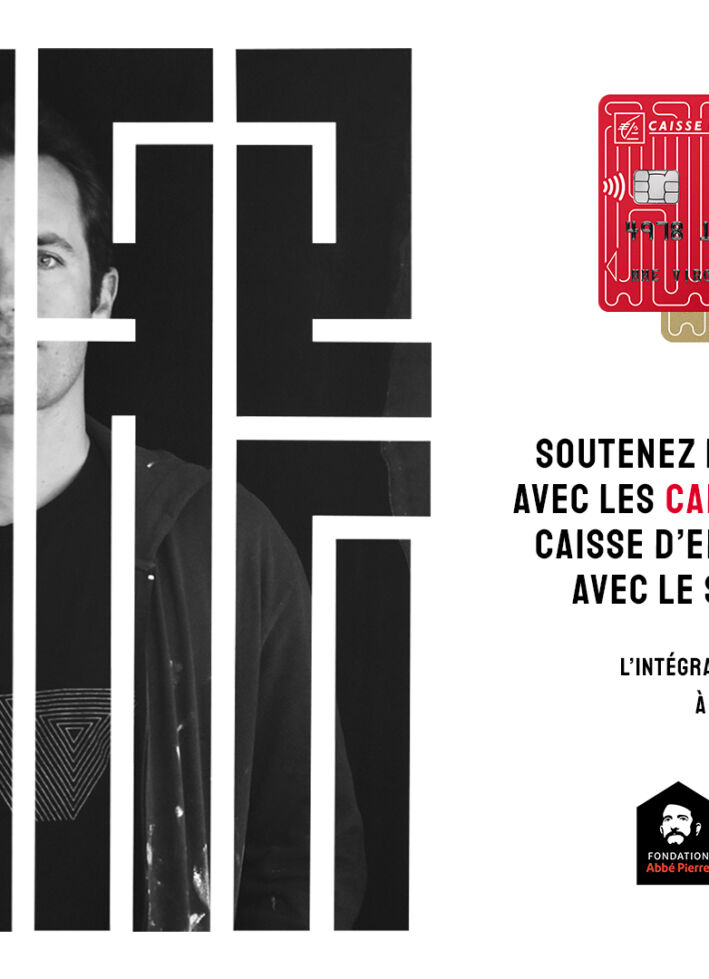 Photo : La Caisse d’Epargne lance une collection de cartes bancaires solidaires pour soutenir la Fondation Abbé Pierre en y associant le street artiste l’Atlas